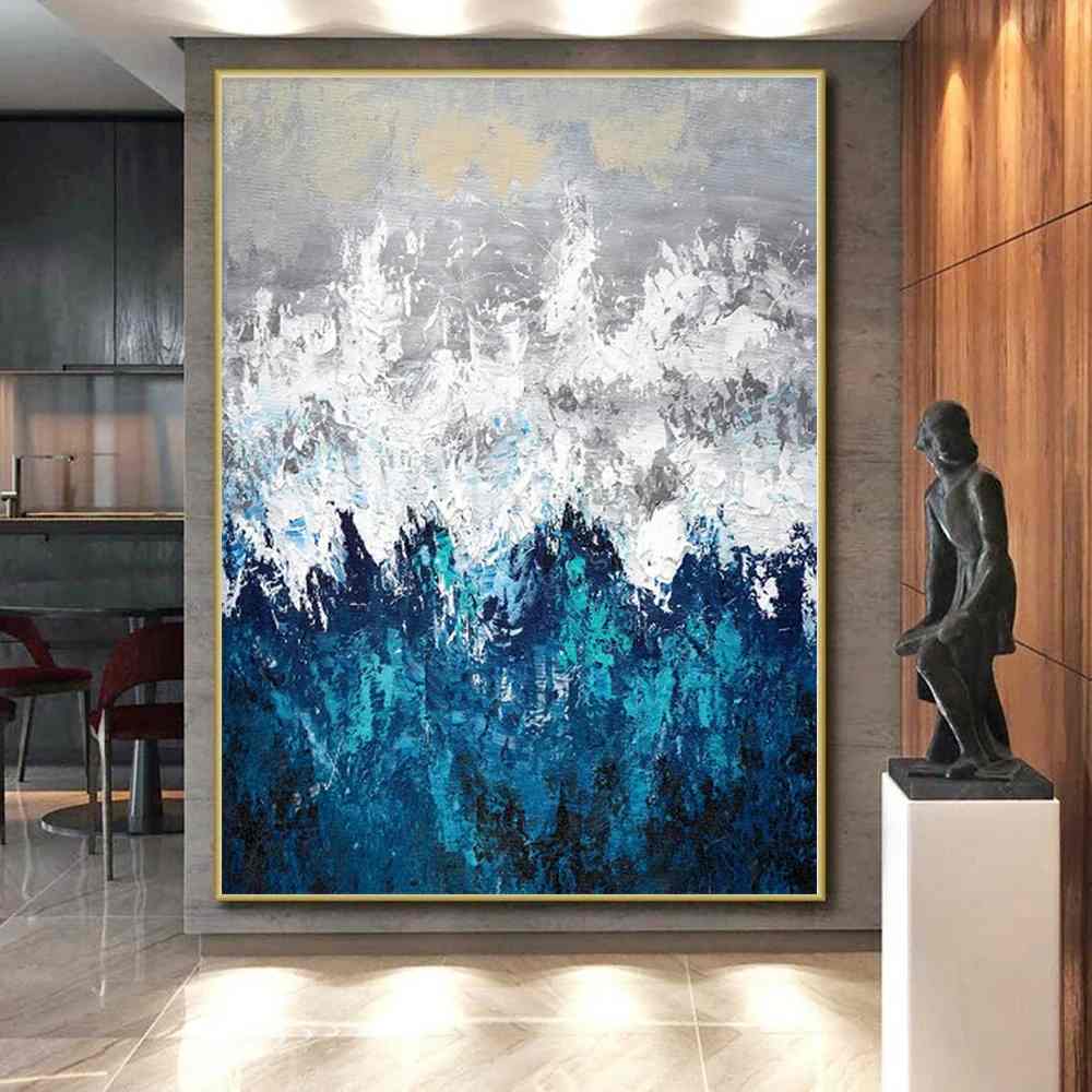White Original Mountain Landscape Abstract Wall Art QMZC0
